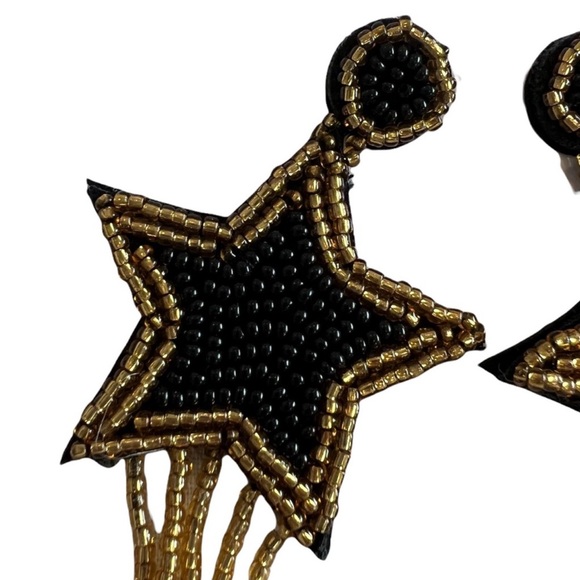 Shoot For The Stars ⭐️ Black Seed Bead Earrings NWT - Picture 6 of 12